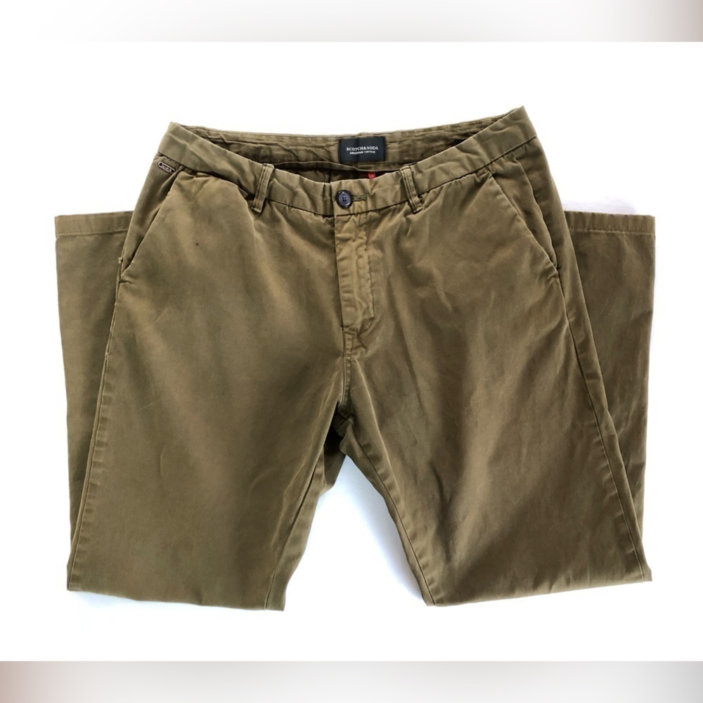 Scotch & Soda Distressed Pants. Army/Military Green.